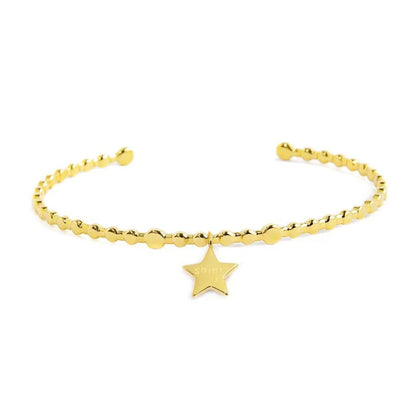 Bracciale Rigido Stella Pendente con Zircone Azzurro in Acciaio Oro Marlù Marlù