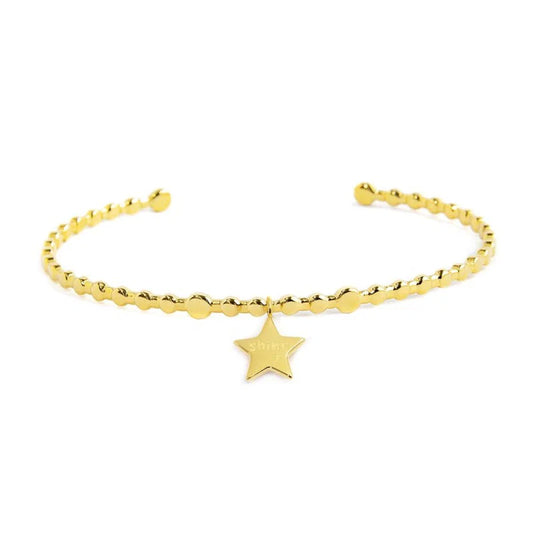 Bracciale Rigido Stella Pendente con Zircone Azzurro in Acciaio Oro Marlù Marlù