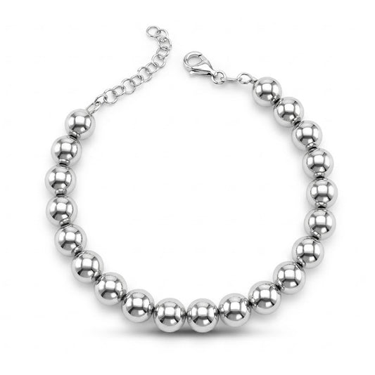 Bracciale in Argento 925 Rodiato con Sfere Smooth da 8 mm