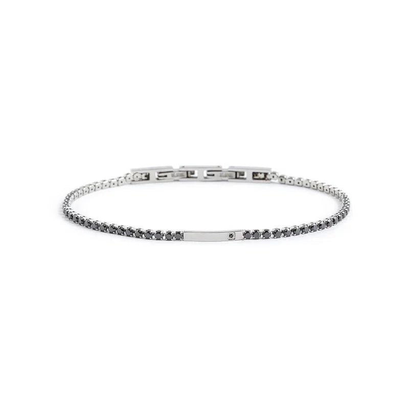 Bracciale Tennis 2 mm Nero in Acciaio Marlù