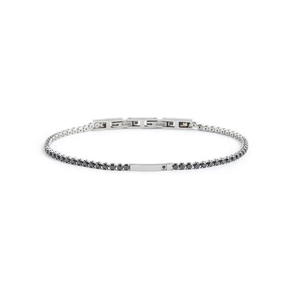 Bracciale Tennis 2 mm Nero in Acciaio Marlù