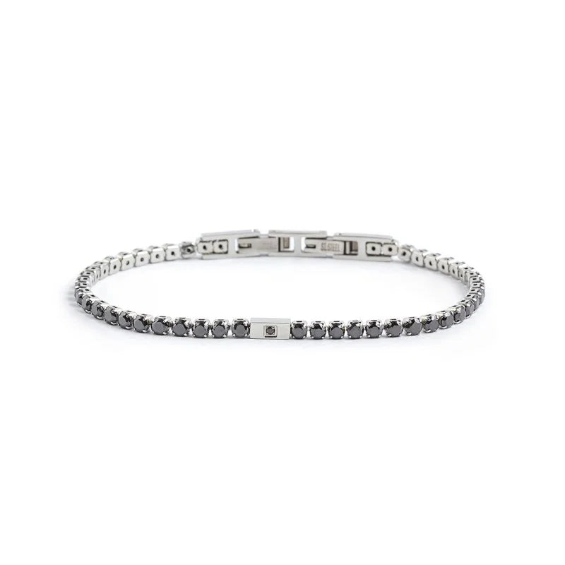 Bracciale Tennis Nero 3 mm in Acciaio Marlù
