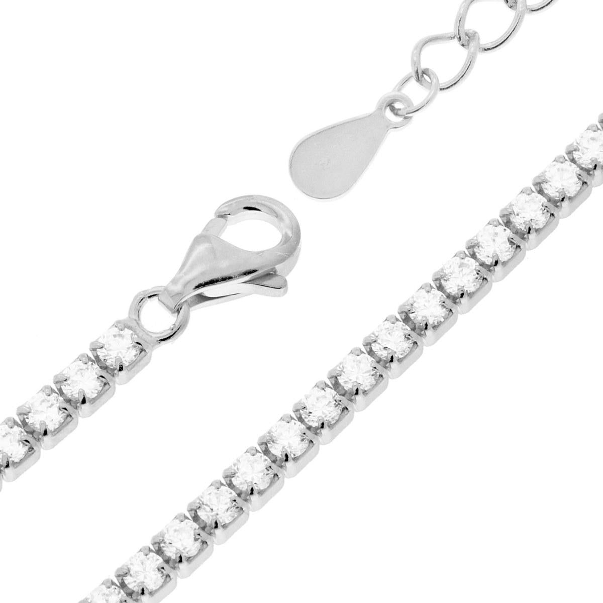 Bracciale Tennis in Argento 925 Rodiato Regolabile - Spessore 2 mm