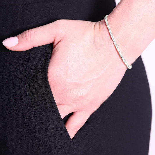 Bracciale Tennis in Argento 925 Rodiato Regolabile - Spessore 2 mm