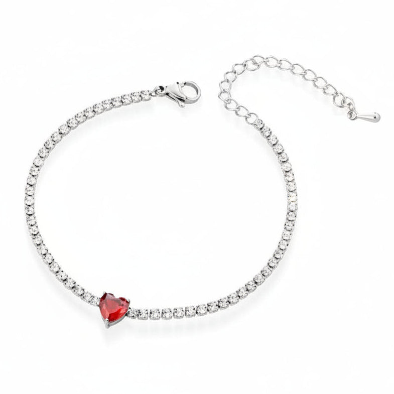 Bracciale Tennis con Cuore Rosso Gaiè Bijoux