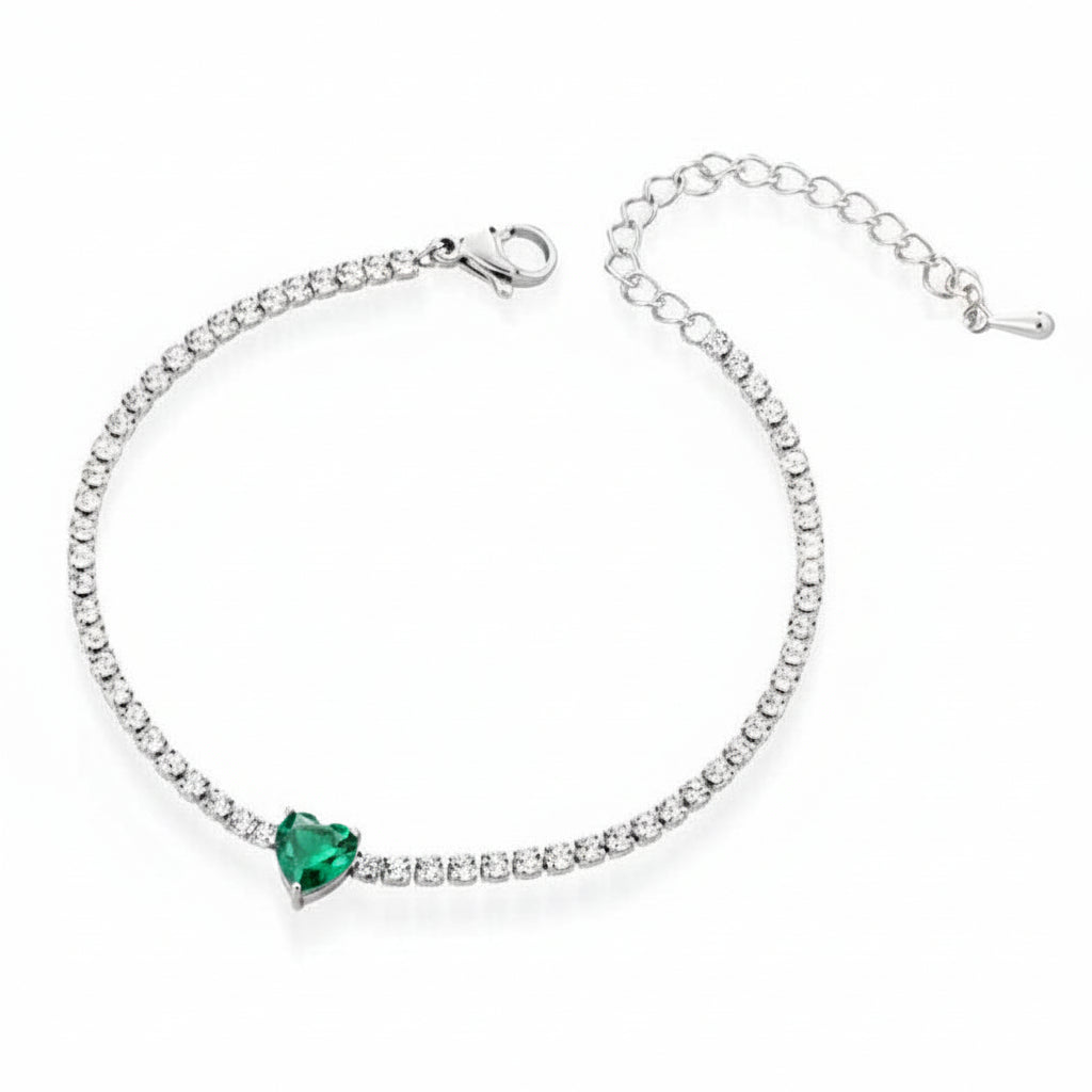 Bracciale Tennis con Cuore Verde Gaiè Bijoux