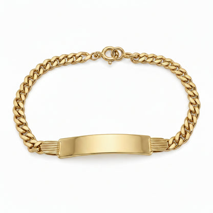 Bracciale da Uomo in Oro Giallo 18 Carati Maglia Grumette con Targhetta Personalizzabile
