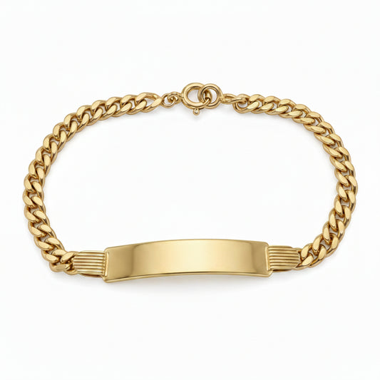 Bracciale da Uomo in Oro Giallo 18 Carati Maglia Grumette con Targhetta Personalizzabile