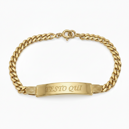Bracciale da Uomo in Oro Giallo 18 Carati Maglia Grumette con Targhetta Personalizzabile