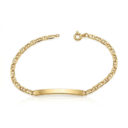 Bracciale da Uomo in Oro Giallo 18 Carati Maglia Traversino con Targhetta Personalizzabile
