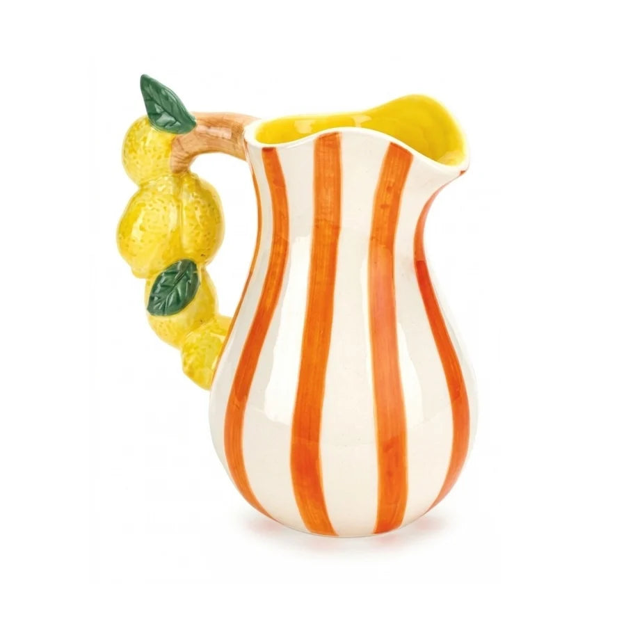 Brocca in Ceramica Fade 1,2 lt con Manico Decorato con Limoni