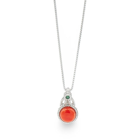 Collana in Argento Goccia e Corallo