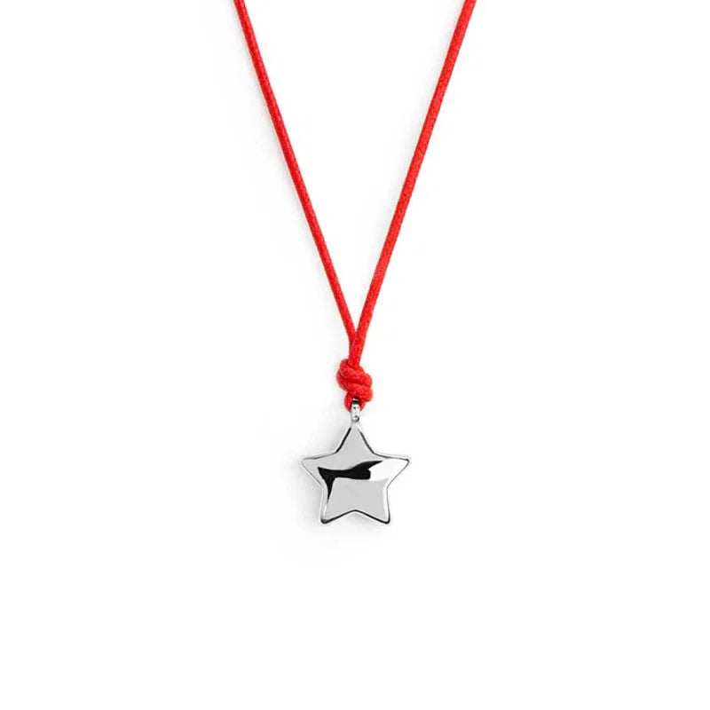 Collana Marlù con Cordino Rosso e Stella Grande in Acciaio Marlù