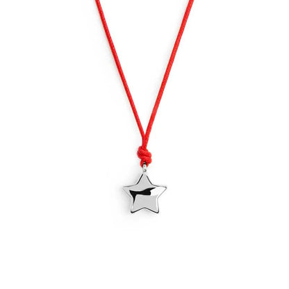 Collana Marlù con Cordino Rosso e Stella Grande in Acciaio Marlù