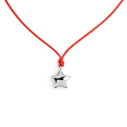 Collana Marlù con Cordino Rosso e Stella Grande in Acciaio