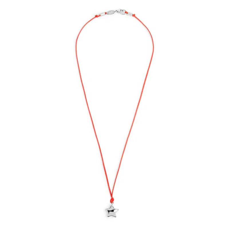 Collana Marlù con Cordino Rosso e Stella Grande in Acciaio