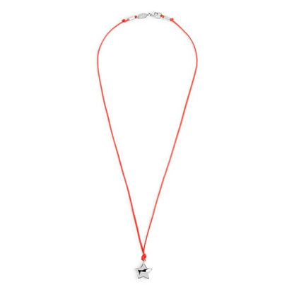 Collana Marlù con Cordino Rosso e Stella Grande in Acciaio