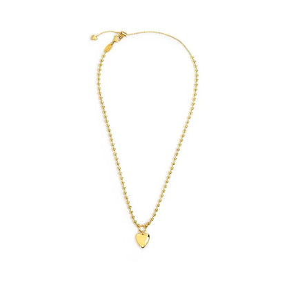 Collana in Acciaio PVD Oro a Catena a Sfere con Cuore Pendente
