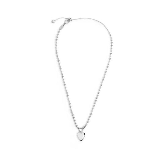 Collana in Acciaio a Catena a Sfere con Cuore Pendente (Colore Acciaio) Marlù