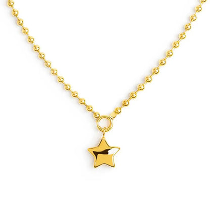 Collana Marlù in Acciaio Oro Catena a Sfere con Stella in Acciaio Oro