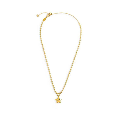 Collana Marlù in Acciaio Oro Catena a Sfere con Stella in Acciaio Oro