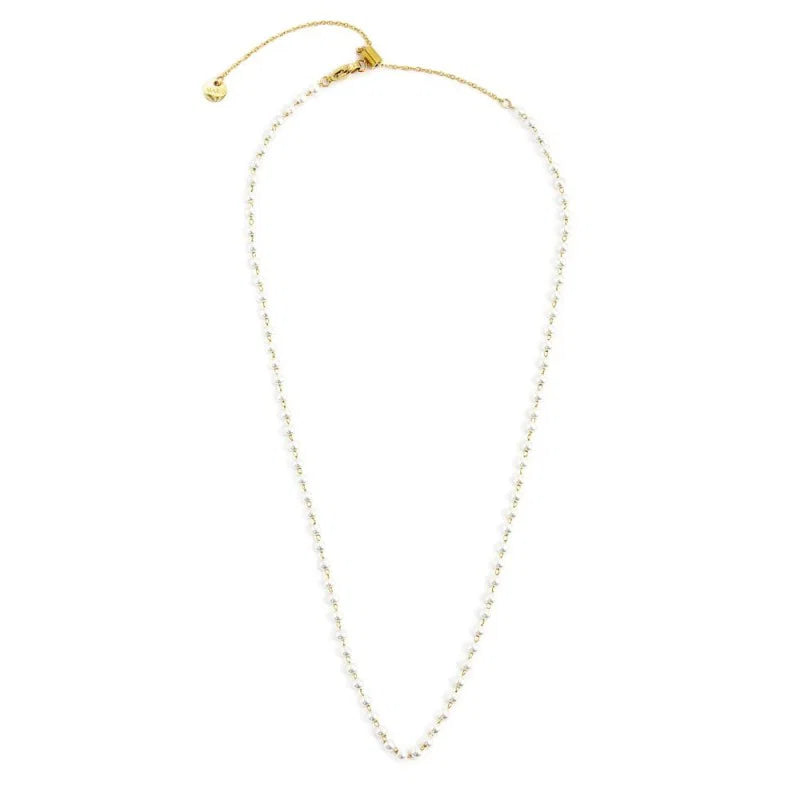 Collana Catena con Perle Bianche 3,3 mm in Acciaio Oro Marlù Marlù