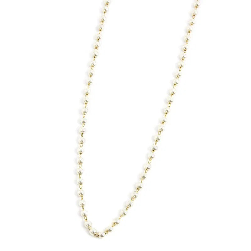 Collana Catena con Perle Bianche 3,3 mm in Acciaio Oro Marlù Marlù