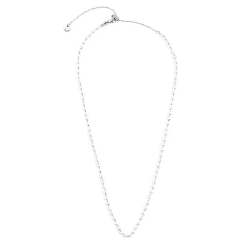 Collana Catena con Perle Bianche 3,3 mm in Acciaio Marlù