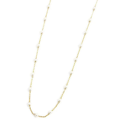 Collana Catena con Perle Bianche in Acciaio Oro Marlù