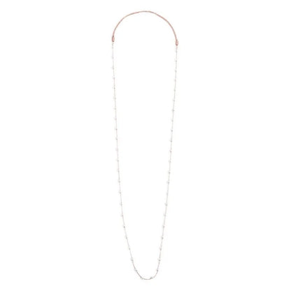 Collana Catena con Perle Bianche in Acciaio Rosé Marlù