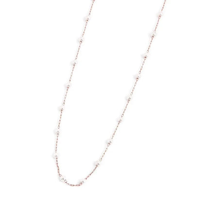 Collana Catena con Perle Bianche in Acciaio Rosé Marlù