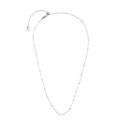 Collana Catena con Perle Bianche in Acciaio Marlù
