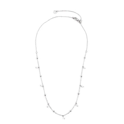 Collana Catena con Sfere e Perle Bianche in Acciaio Marlù