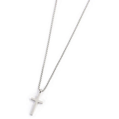 Collana con Croce Pendente e Zirconi Neri in Acciaio Marlù