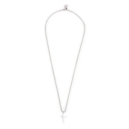 Collana con Croce Pendente e Zirconi Neri in Acciaio Marlù