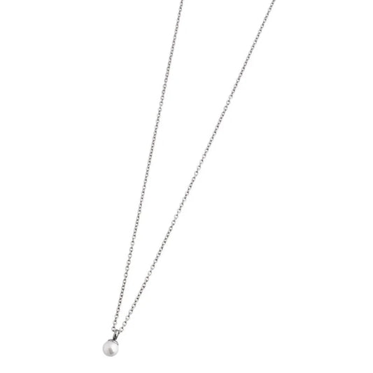 Collana Marlù in Acciaio con Perla Bianca da 4 mm Marlù