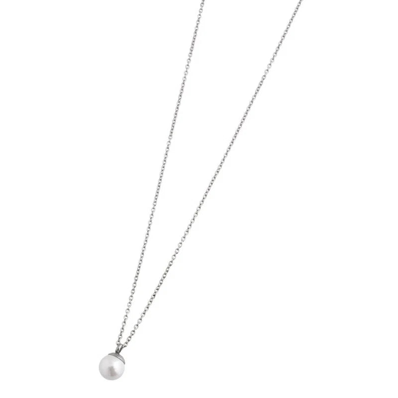 Collana Marlù in Acciaio con Perla Bianca da 6 mm