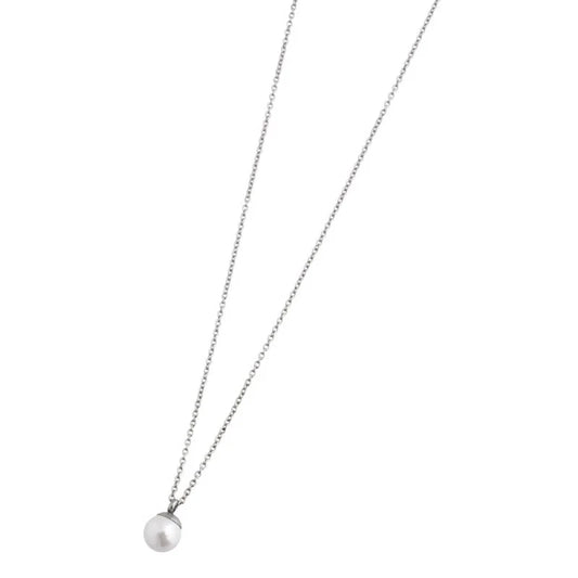 Collana Marlù in Acciaio con Perla Bianca da 6 mm Marlù