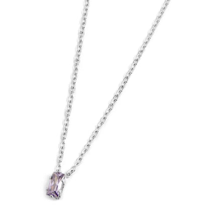 Collana Marlù in Acciaio con Zircone Viola Taglio Baguette