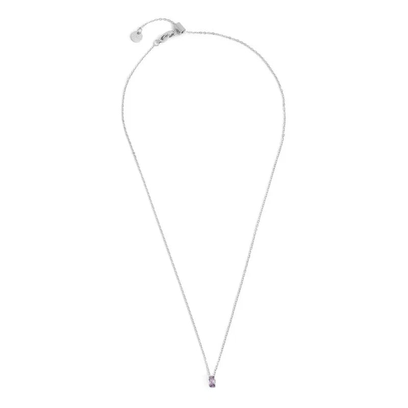 Collana Marlù in Acciaio con Zircone Viola Taglio Baguette