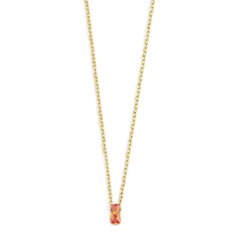 Collana con Zircone Baguette Arancione in Acciaio Oro Marlù Marlù