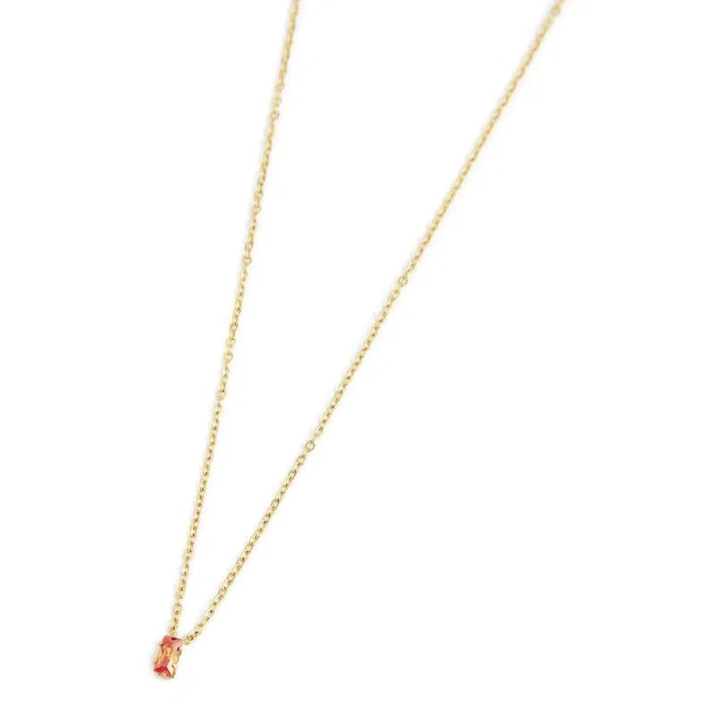 Collana con Zircone Baguette Arancione in Acciaio Oro Marlù Marlù