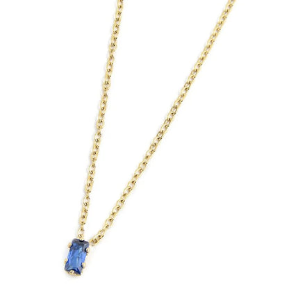 Collana con Zircone Baguette Blu in Acciaio Oro Marlù Marlù