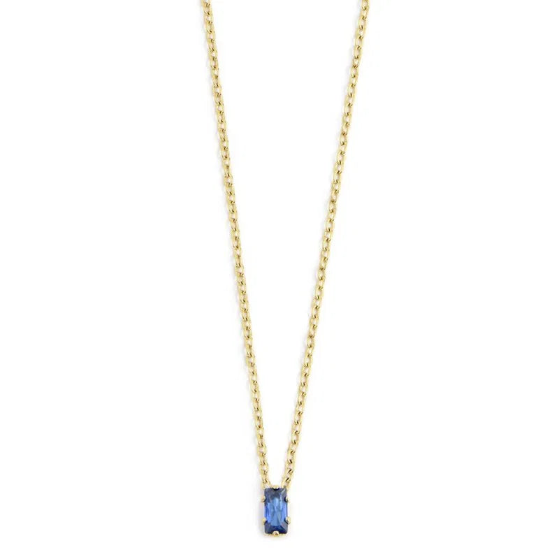 Collana con Zircone Baguette Blu in Acciaio Oro Marlù Marlù