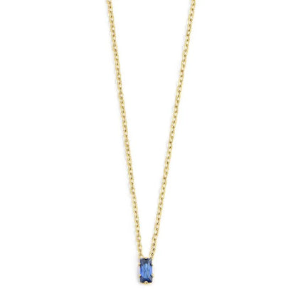 Collana con Zircone Baguette Blu in Acciaio Oro Marlù Marlù