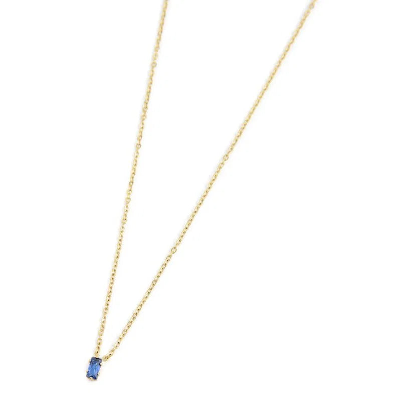 Collana con Zircone Baguette Blu in Acciaio Oro Marlù Marlù