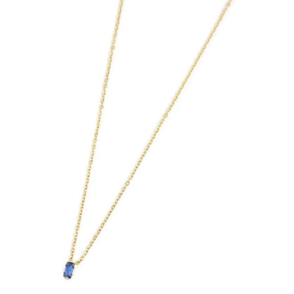 Collana con Zircone Baguette Blu in Acciaio Oro Marlù Marlù