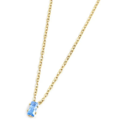 Collana con Zircone Baguette Azzurro in Acciaio Oro Marlù Marlù