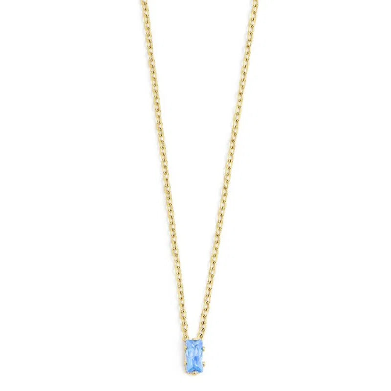 Collana con Zircone Baguette Azzurro in Acciaio Oro Marlù Marlù