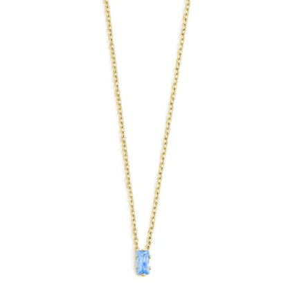 Collana con Zircone Baguette Azzurro in Acciaio Oro Marlù Marlù